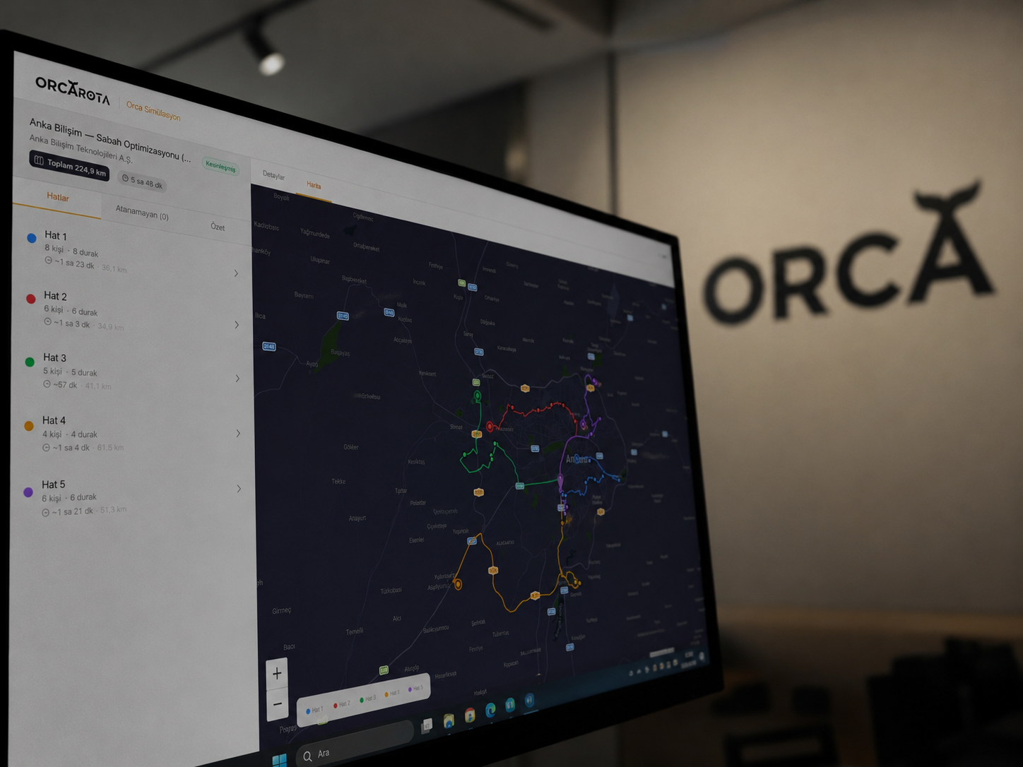 ORCA Rota sabah optimizasyonu ekranı
